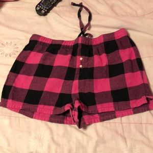 Hot pink Plaid pajama shorts